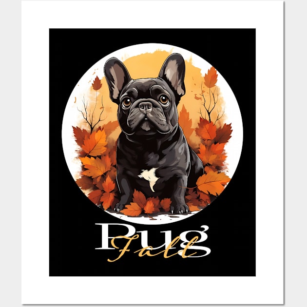 Pug Autumn Fall Wall Art by resdesign